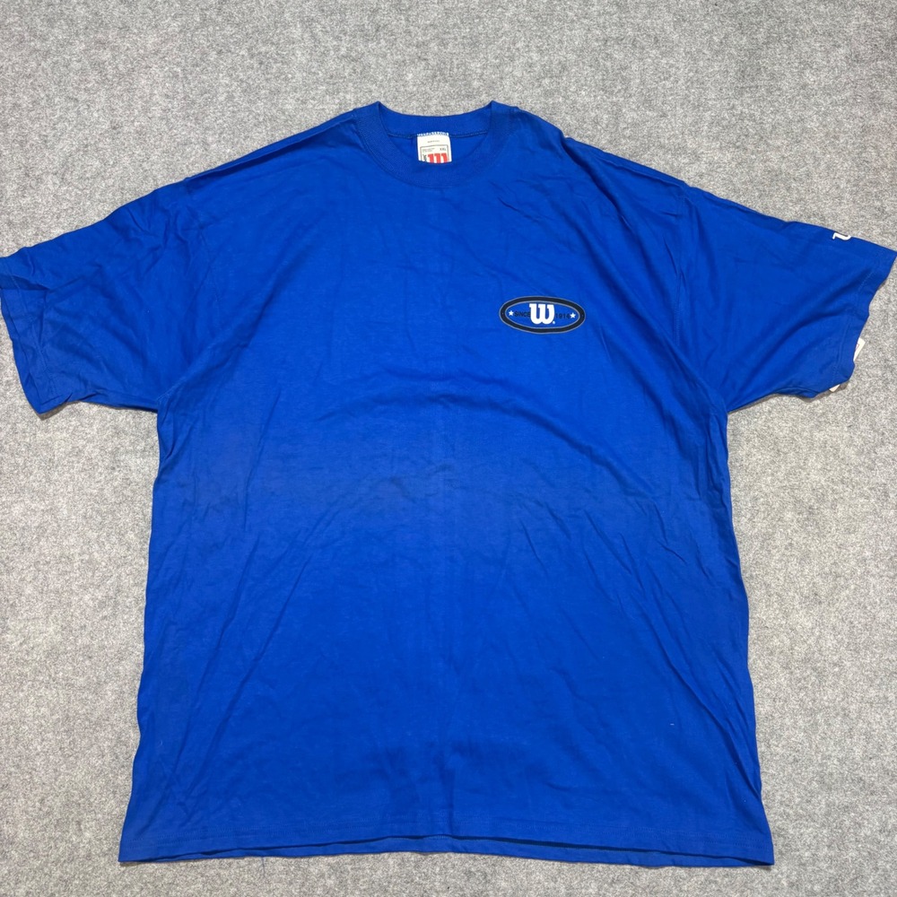 Wilson Sportswear T-Shirt Mens XXL Blue Short Sleeve Made in USA Graphic Tee